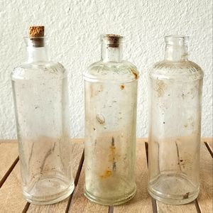 3 ANTIQUE GLASS BOTTLES